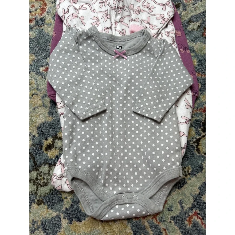 Girls 3-6M Pink Purple‎ Bundle HB Carter's Cat & Jack Bodysuits Sleeper GUC